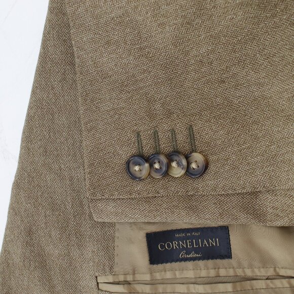 Corneliani sport coat men's 46R herringbone silk cashmere three button notch